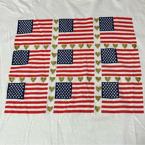 Vintage Hering American Flag Gold Glitter Hearts Single Stitch Tee - Picture 3 of 10